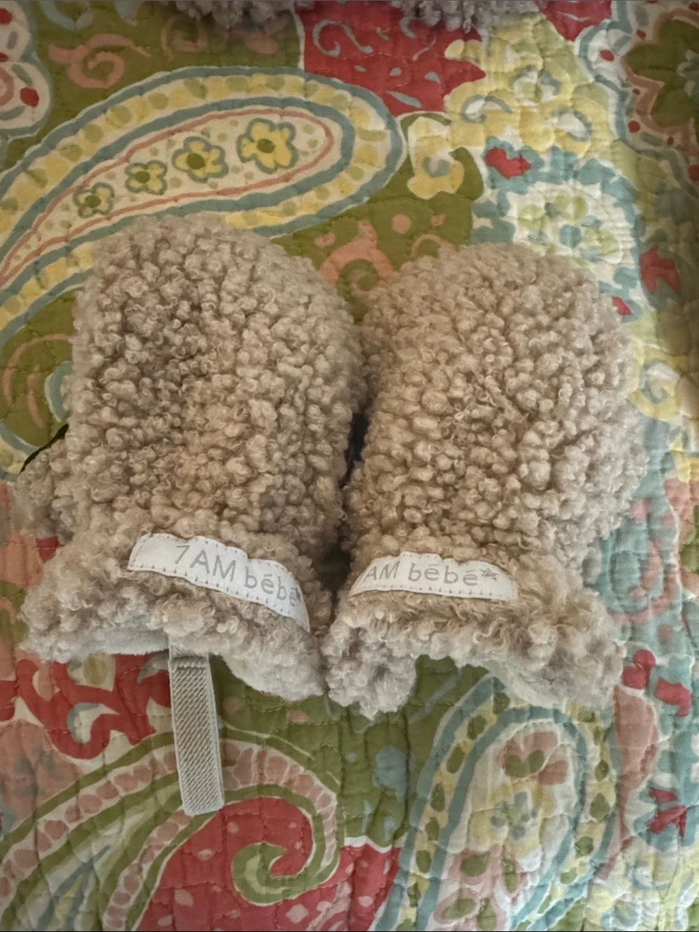 Plush Tan Kids' Sherpa Mittens & Hat Set